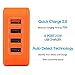 Lumsing Quick Charge 2.0 Multi-Port USB Wall Charger,4 Port Wall Charging Hub for Smartphones-Orange