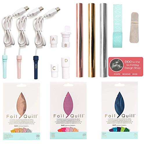 Foil Quill All-in-One Deluxe Bundle, 3 Quill Sizes, 3 Foil Packs, Adapters, Foils, Tape, Design Card