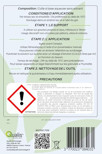 Qualis Technologie Mineralspray Gravel Glue to Maintain and Stabilise Pebbles and Aggregates 5 Litres (8 to 15 m²)