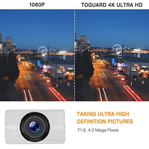 TOGUARD 4K Dash Cam Ultra HD Car Dash Cameras 3'' LCD 170° Wide Angle