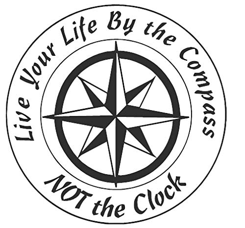 1st-Class-Designs Live Life By The Compass Not The Clock 8 x 8 Inch Any Colour Funny Bumper Sticker Caravan Campervan Motorhome Car Van Sticker Decal Free P&P Made In Yorkshire