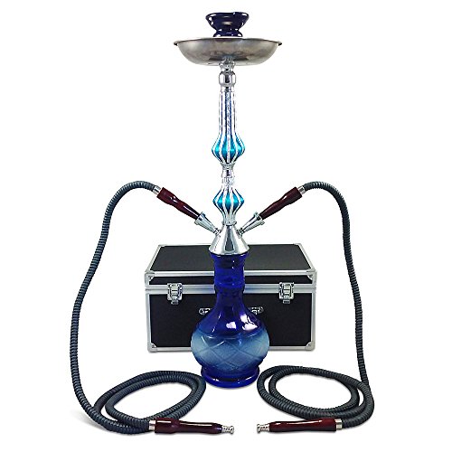 The 26'' 2 Hose Blue Diamond Hookah Shisha With a Premium Carry Case