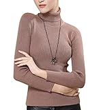 LongMing Women's Cashmere Wool Blend Long Sleeve Turtleneck Slim Was Thin Sweater