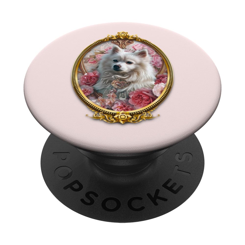 Elegant Floral American Skimo Portrait Art PopSockets Swappable PopGrip