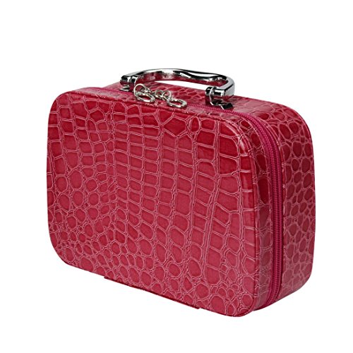 YJYdada Fashion Makeup Storage Bag Case Jewelry Box Leather Travel Cosmetic Organizer (Hot Pink)