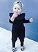 Infant Baby Girls Lovely Button Up Romper Lotus Leaf Collar Bodysuit Outfit Black Long Sleeve Basic Coveralls (3-9M, Black)