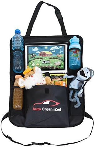 Luxury Car Backseat Organizer by Auto OrganiiZed for Kids and Toddlers with BIG Tablet Holder for IPad or Android - Kick Mat and Backseat Protector, Car Organizer