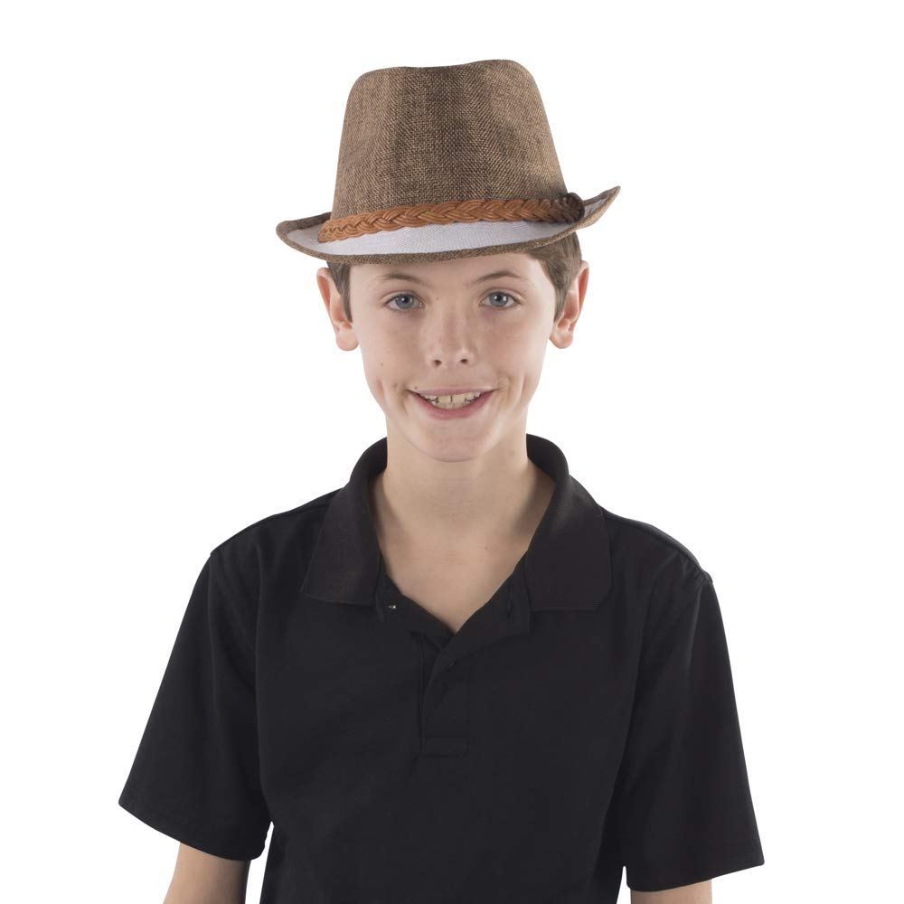 Dress Up America Baby Boys' Brown Fedora with White Brim Hat, One Size