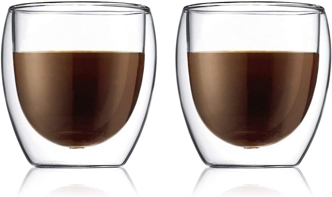 Bodum Double Wall Glasses pack of 2 PAVINA - 250ml Coffee Cups - Dishwasher Safe Thermal Cup - Mouth-blown Borosilicate Glass — image 1