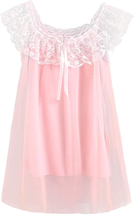 Amazon Happylifehere 子供 ネグリジェ 女の子 パジャマ 綿 ガールズ 夏用 ワンピースパジャマ レース ルームウェア かわいい ふわふわ ナイトドレス パジャマ 通販