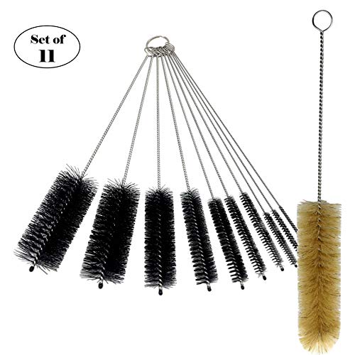 11 Pieces Cleaning Brushes Set for Tube Bottle, the Brush Cleaners for Drinking Straws, Glasses, Bottle, Keyboards, Jewelry Cleaning Black Color - Thumbnail 7
