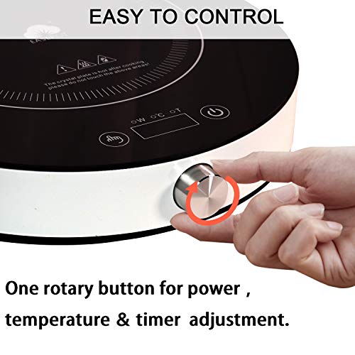 Easepot Portable Induction Cooktop, 1800W Hot Pot Countertop Burner, Electric Stove Range Cooktop Touch Sensor Control with Rotary Switch，Round