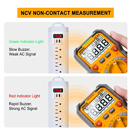 INGCO Tester Digital Multimeter TRMS 6000 Counts with Double Fuse