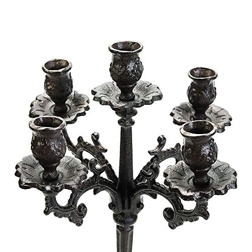 Sungmor Heavy Duty Cast Iron Candlestick Holders Handcrafted Vintage Candelabra 43CM/17Inch