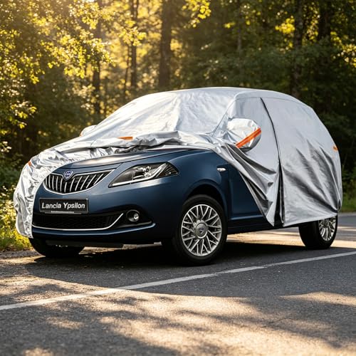 Kayme Outdoor Car Cover Compatible with Lancia Ypsilon (2011-2026) 6 Way Waterproof Anti UV Anti Wind Dust Cover with Zip and Cotton