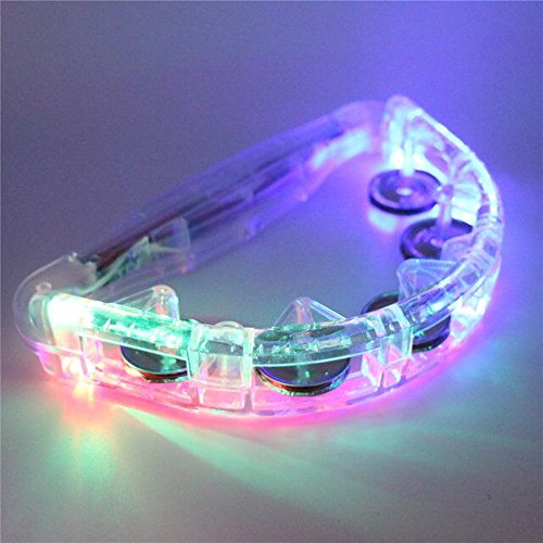 LACGO LED Light up Tambourine Multi-color Flashing Sway Bells for Bar Party KTV (Pack of 2)