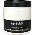 3D Sculpture Painting Paste|Texture Paste|Decorative Plaster|Ready to Use|Unique Colors|Ideal for Artwork|Stencil|Flowers|Texture|Art Relief| 6 oz (Metallic White)