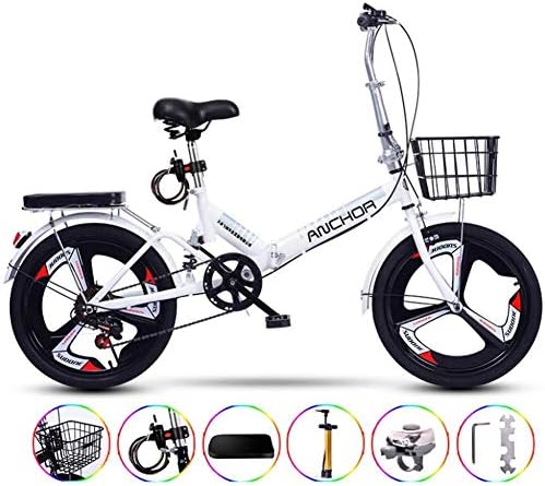 子供用自転車折りたたみ式20インチテールライトデザインショックアブソーバー大人用若いサイクリングカーロック 付属品 インフレータブルチューブ ベル 取り付けツール ホワイト Gcamedia Com