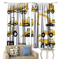 Bohogifts Amazing Machinery Blackout Curtains, Construction Machinery Icons Isolated on The White Background Art Window Covering 2 Panels Set, Each Panel 36" W x 84" L