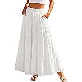 Scarlet Darkness Long Skirts for Women Flowy Boho Tiered Renaissance Maxi Skirt with Pockets
