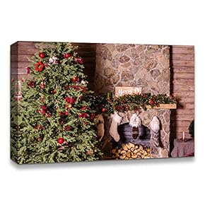 Canvas Wall Art Christmas Tree Celebration Painting Artwork for Home Prints Framed - 12x18 inches