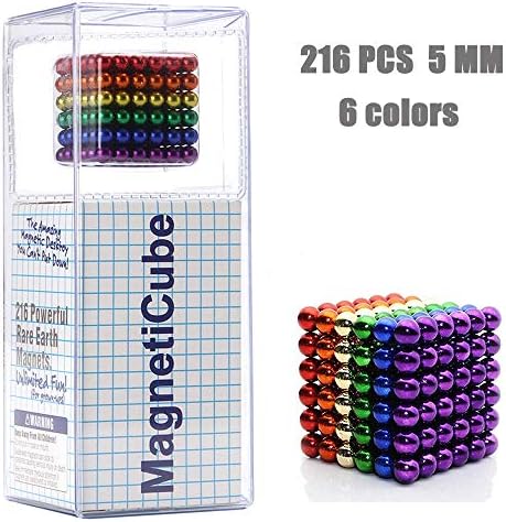 Coolpay Buildable Magnetic Cube Balls 216 PCS 5 MM Magic Magnets Toys Gift Box Packaging Stress Relief Intelligence Development for Adults Older Kids (Multicolor)