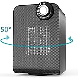Ceramic Space Heater, Indoor Electric Mini Desk Personal Small Heater, 1500W Oscillating Hot & Cool PTC Heater with Tip-Over and Overheating Protection, ETL Safety for Office Home Floor Under Desk