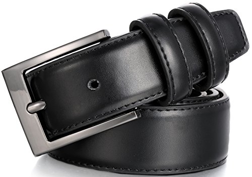 Marino's Men Genuine Leather Dress Belt with Single Prong Buckle - Black - 44
