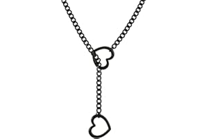 MIFYNN Heart O ring Slip Chain Necklaces for Women Stainless Steel Cuban Chain Bar Necklace Punk Rock Collar Necklace Handmade Adjustable Lariat Y Necklaces for Men