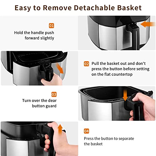 Air Fryer Small with 9 Presets, Stainless Steel Air Fryers Oven Oilless Cooker, Preheat and