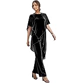 Neejafrog Velvet Mother of The Bride Pant Suits for Wedding with Short Sleeves 2 Pieces Formal Grandmother Pantsuit
