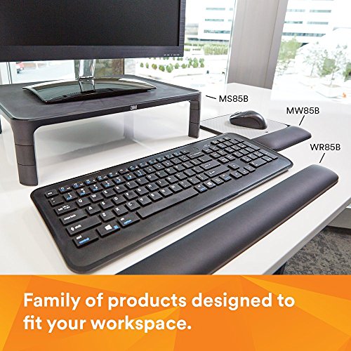 3M Gel Wrist Rest for Keyboards, Soothing 3M Gel Technology and Satin Smooth Cover for All Day Comfort and Support, 19", Black (WR85B)