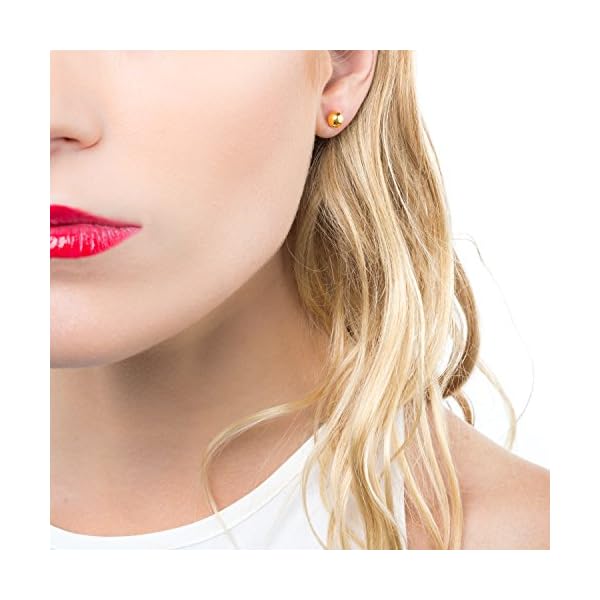 LIFETIME JEWELRY 6mm Stud Earrings 24k Gold Plated with Hypoallergenic Surgical Steel Posts - Safe for Sensitive Ears - Women or Men (Gold) - Image 3