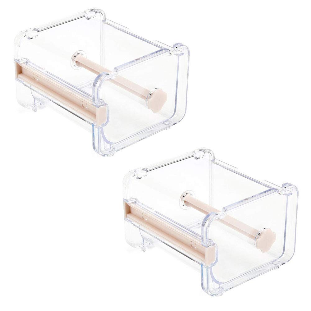 2pcs HomDSim Roll Tape Holder Organizer & Cutter, Masking & Washi Tape Desktop Storage, Beige Box