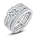 Bamoer Set of 3 18K White Gold Plated Wedding Finger Ring CZ Cubic Zirconia Jewelry (7)