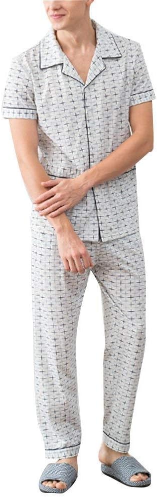 Pajamas Mens Long Summer Comfortable 2 Piece Set Cotton Pajama Clothing Sleepwe