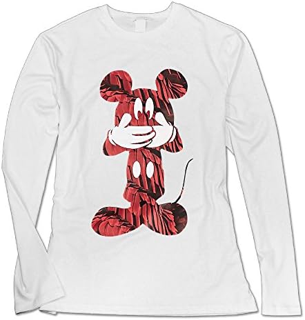 UanshanH Women's Round Neck Mickey Mouse Cotton Pattern Tops Sexy Long Sleeve Blouse Shirt