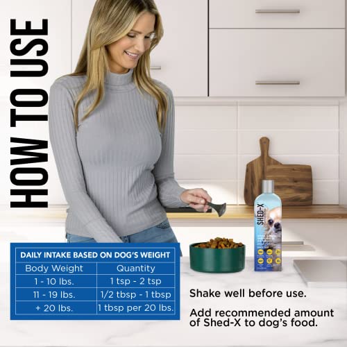 ShedX Liquid Dog Supplement, 8oz 100 Natural Helps Control Excessive Dog Shedding with