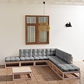 SKM 8 Piece Garden Lounge Set with Cushions Solid Wood Pine (Weight-100KG)-6559