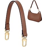 PH PandaHall 14.6 Inch Short Purse Strap, Brown Leather Bag Strap Handle Replacement Puse Handle Neutral Handbag Chain for Women DIY Wallet Underarm Bags Handbag Shoulder Bags, Golden Hardware