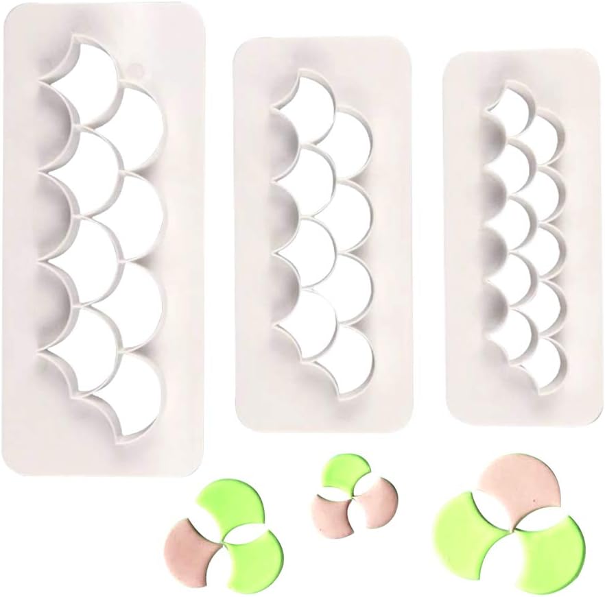 Set of 3 Mermaid Scales Cookie Cutters Cake Fondant Molds Biscuit Moulds