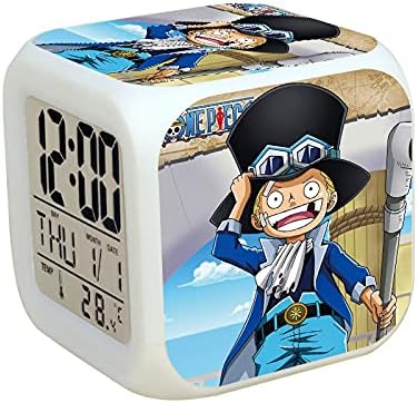 Amazon Cnlololog ワンピースアニメカラフルな発光目覚まし時計小周期サボ革命軍ファン周辺電子時計クリエイティブバースデーギフト小型発光電子 時計 置き時計 掛け時計 オンライン通販