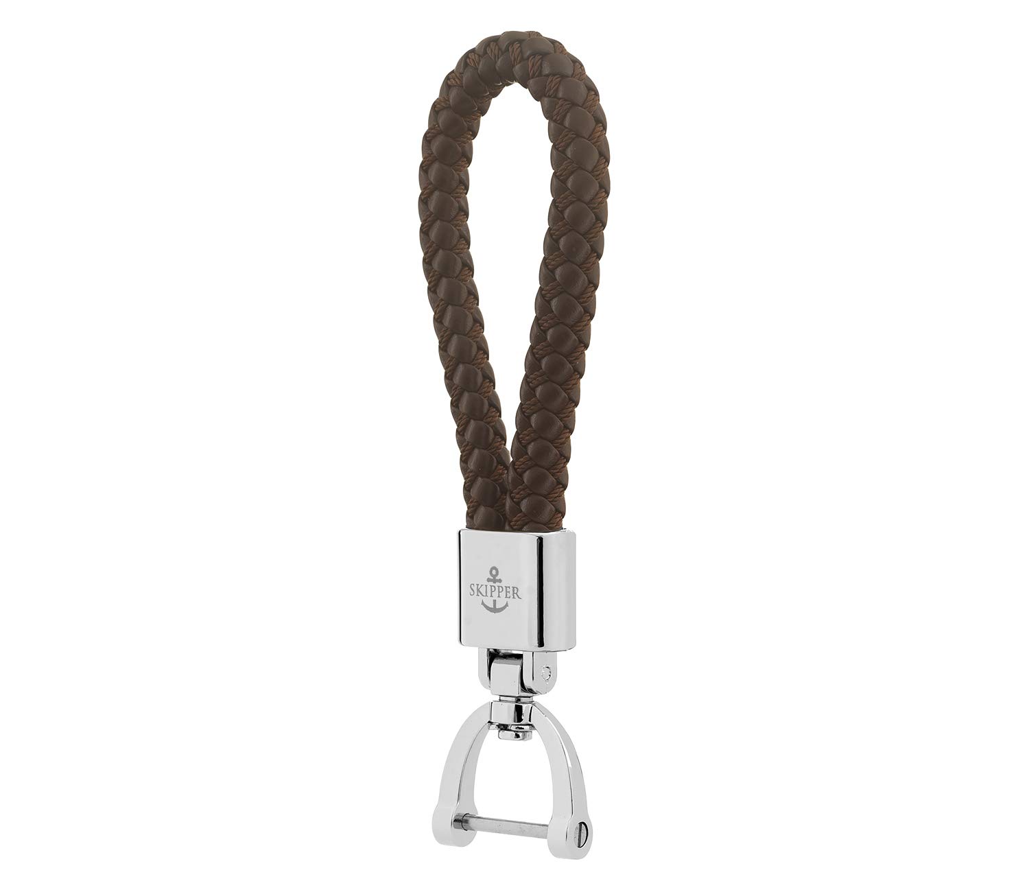 Skipper Key ring made of faux leather and stainless steel 8603, skipper colour: brown.