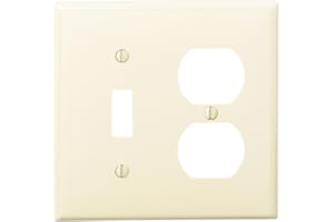 Leviton 80705-I 2-Gang 1-Toggle 1-Duplex Device Combination Wallplate, Standard Size, Thermoplastic Nylon, Device Mount, Ivor