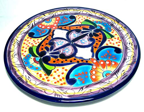 8" Round Mexican Talavera Pottery Trivet or Hot Plate for Daily Use and Home Decor *Floral Designs Vary*