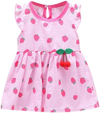 Baby Girls' Summer Clothes Set Ruffled Dress for 0-3 Years Todder Kid Newborn Baby Gir Strawberry Print Dresses Cotton Skirt