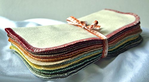 1 Ply Organic Flannel Washable Baby Wipes -10 Pack - Little Wipes (R) - GOTS Certified Flannel - Sewn with Assorted Earth Tones Thread shipped from our shop