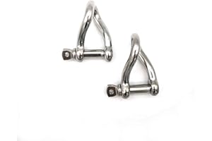 JY-MARINE Marine Grade AISI 316 Stainless Steel Screw Pin Twisted Shackle 1/4"(6mm)-2pcs
