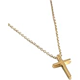 Austin Down to Earth, Tiny Cross Necklace, Simple Gold Cross Necklaces for Women, 14k Gold Filled Chain, Christian Gift for Baptism Confirmation Graduation