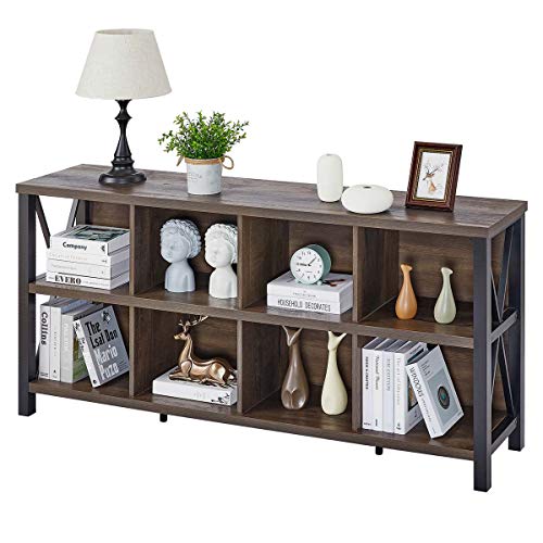 FATORRI 8 Cube Storage Organizer Bookshelf, Rustic Wood Cubby Bookcase